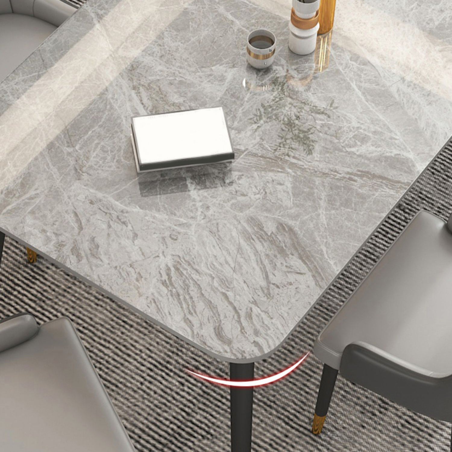 Modern Stone Rectangle Dining Table 1/5/7 Pieces Dining Set for Dining Room