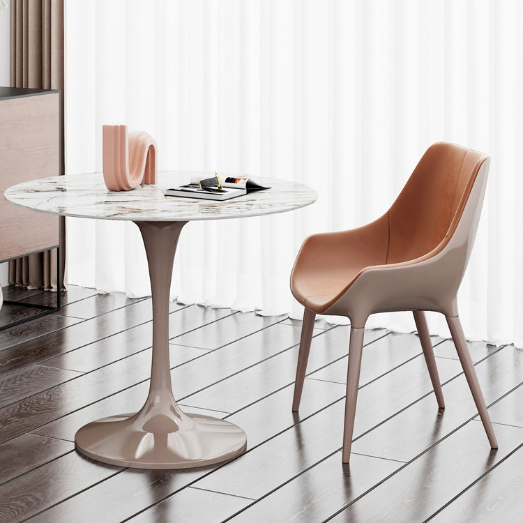 Round Dining Set with Solid Back Chairs 1/2/3 Pcs Stone Top Dinette Set for Kitchen