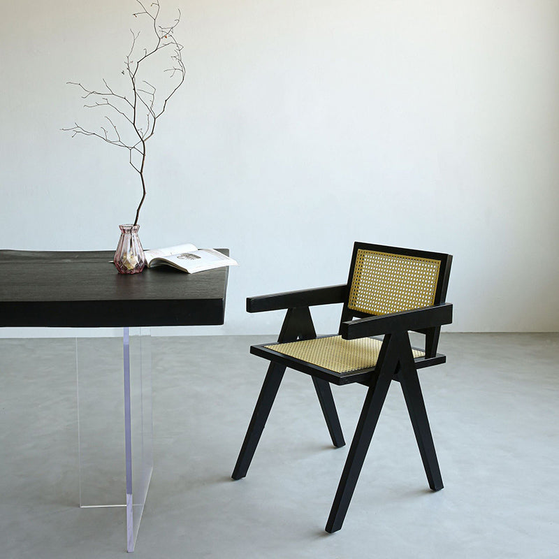 Industrial Solid Wood Furniture 1/5 Pcs Black Dining Room Table Set