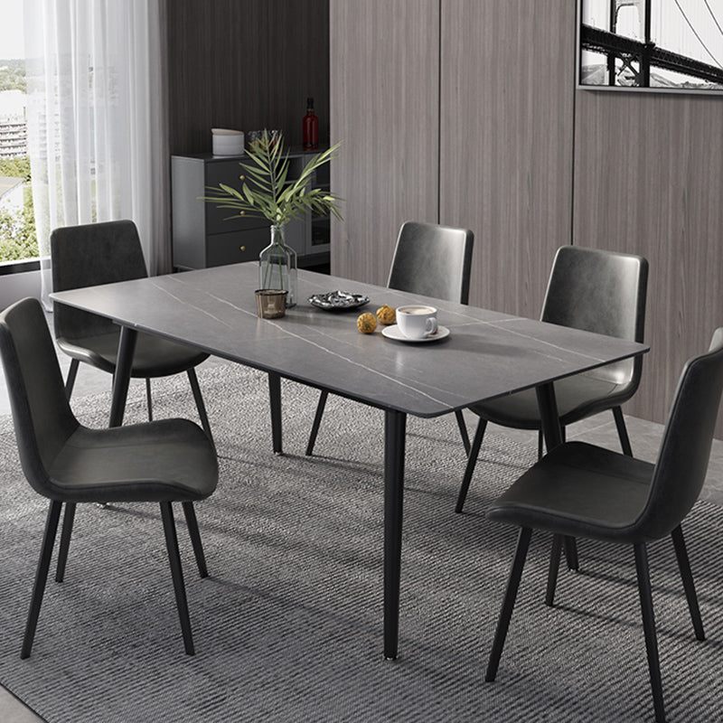 Modern Dinette Set with Solid Back Chairs 1/4/5/6/7 Pcs Stone Top Dining Table Set
