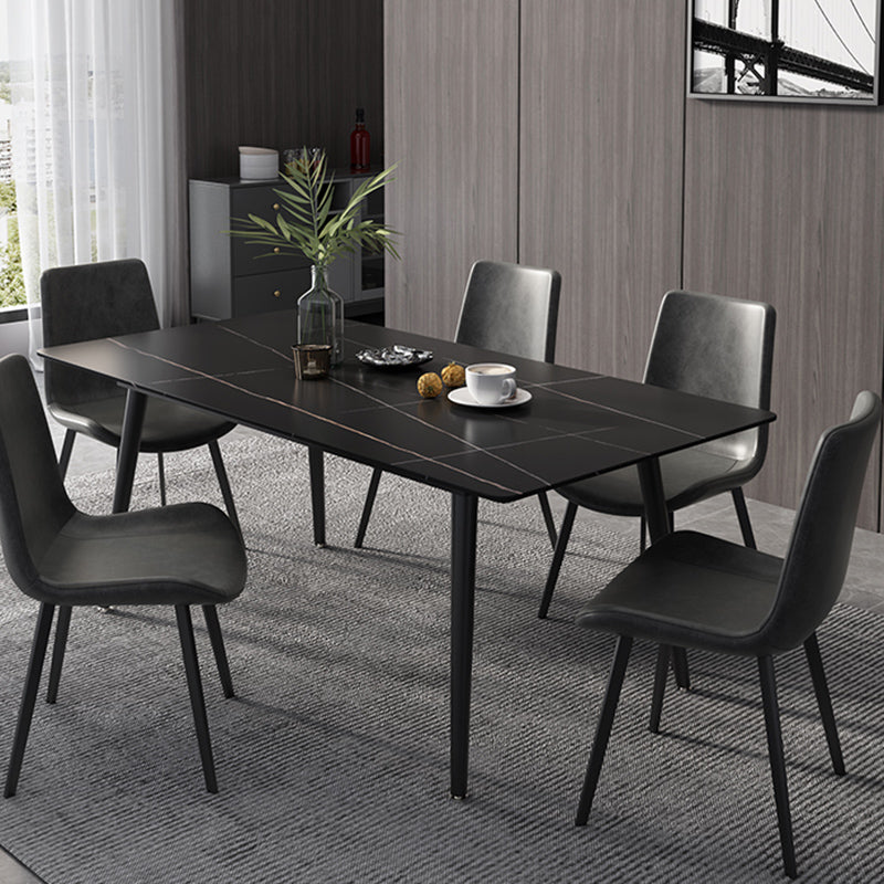Modern Dinette Set with Solid Back Chairs 1/4/5/6/7 Pcs Stone Top Dining Table Set