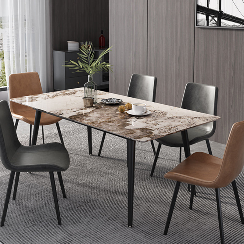 Modern Dinette Set with Solid Back Chairs 1/4/5/6/7 Pcs Stone Top Dining Table Set