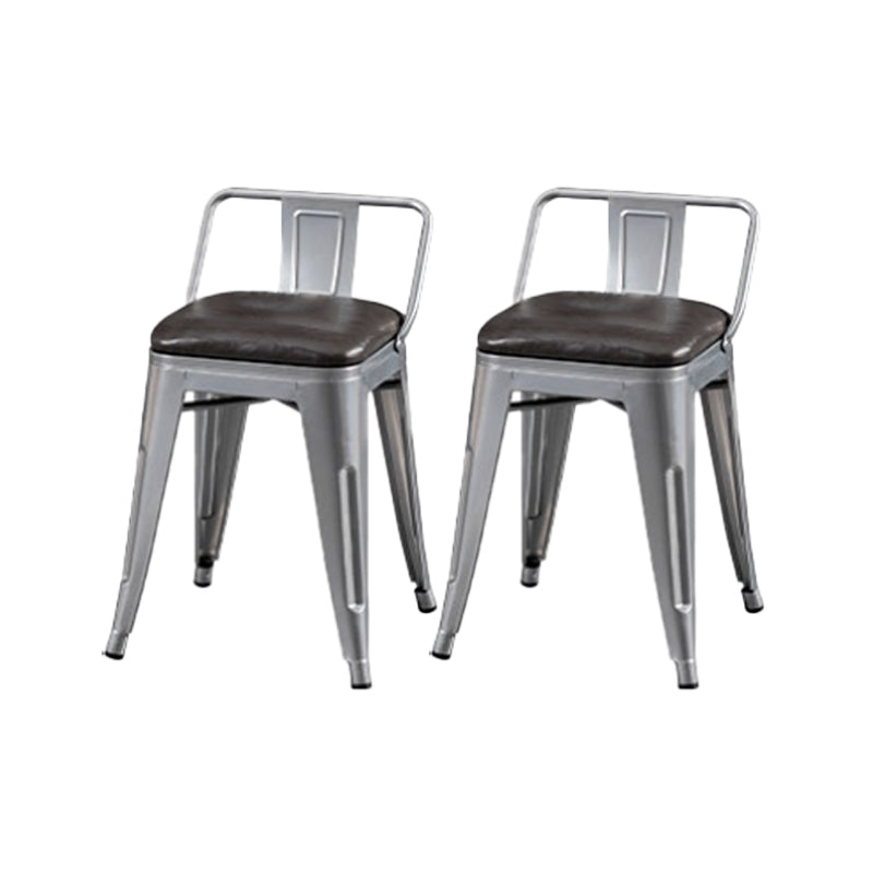 Slat Back Kitchen Dining Chairs Silver Arm Chairs with Metal Base