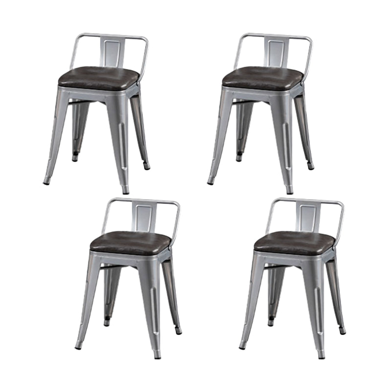 Slat Back Kitchen Dining Chairs Silver Arm Chairs with Metal Base