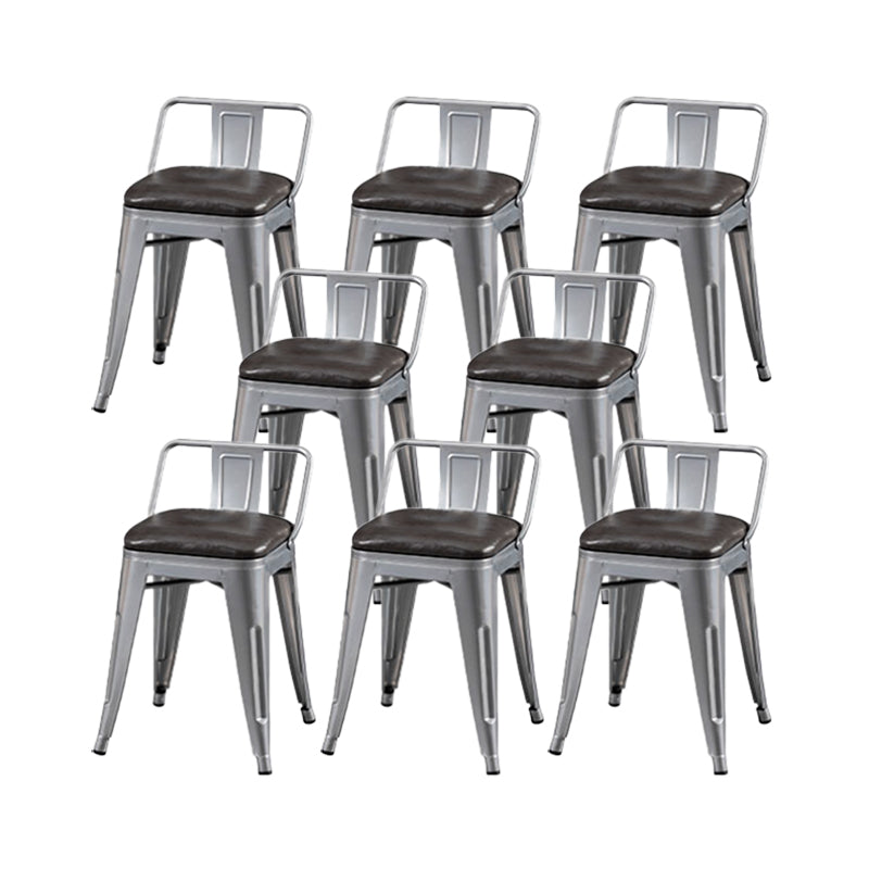 Slat Back Kitchen Dining Chairs Silver Arm Chairs with Metal Base