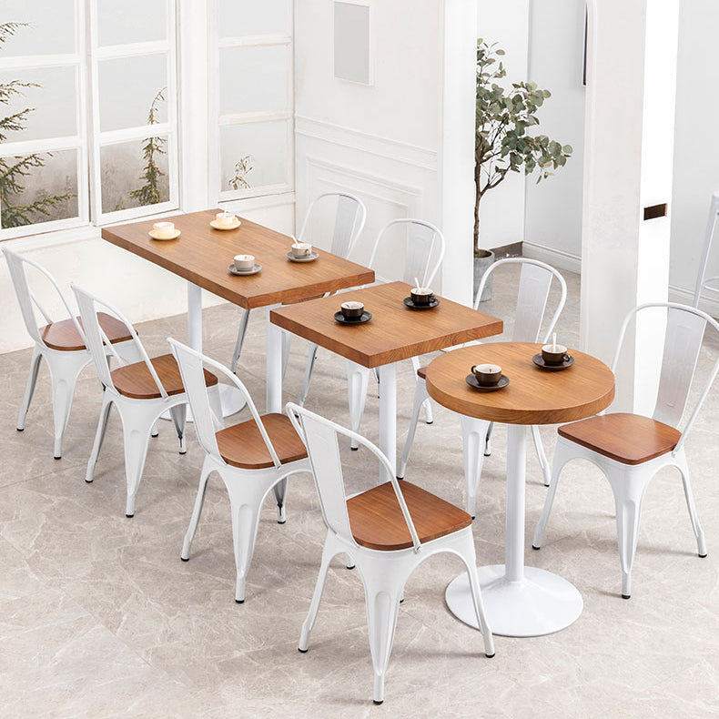 Slat Back Arm Chairs Contemporary Dining Chairs with Metal Base