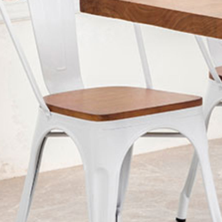 Slat Back Arm Chairs Contemporary Dining Chairs with Metal Base
