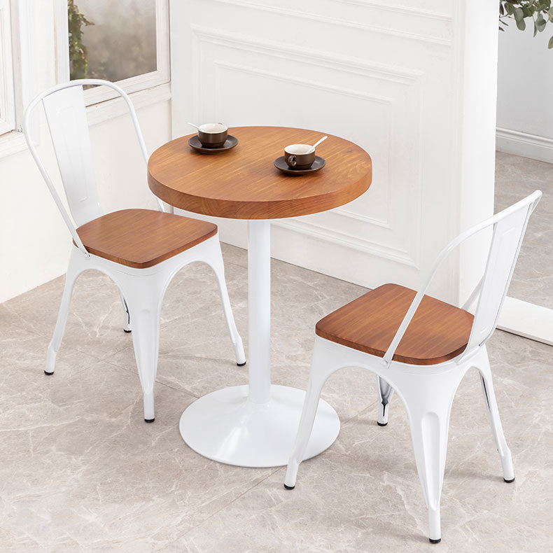 Slat Back Arm Chairs Contemporary Dining Chairs with Metal Base