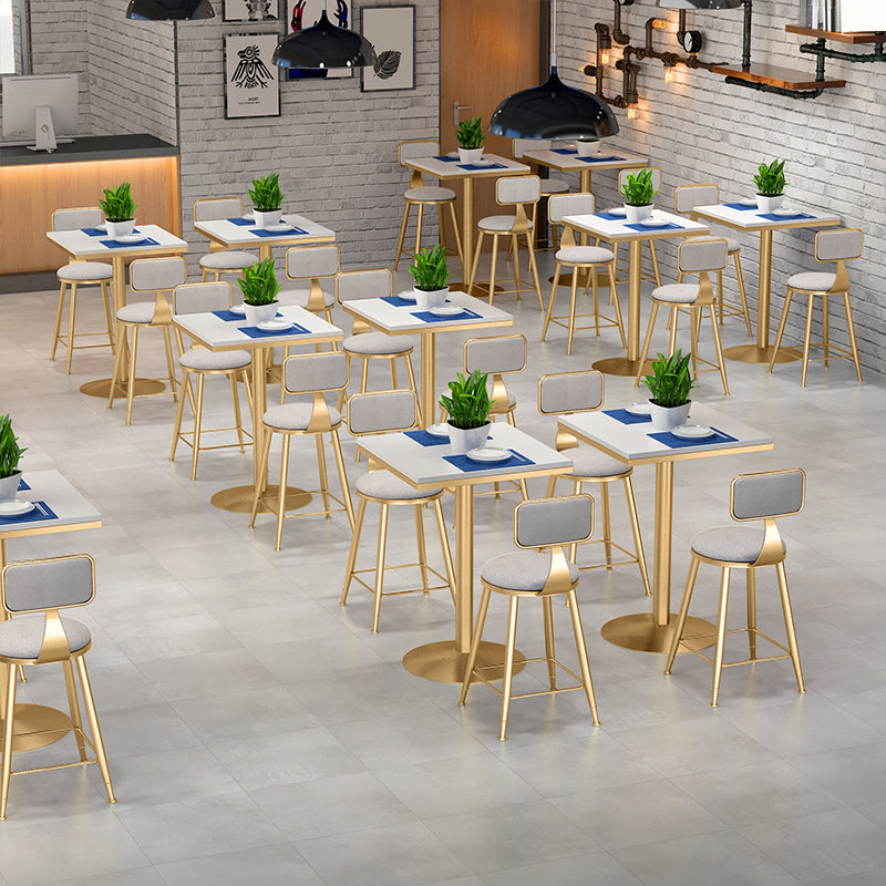 Upholstered Dining Chairs Round Armless Chairs with Metal Base