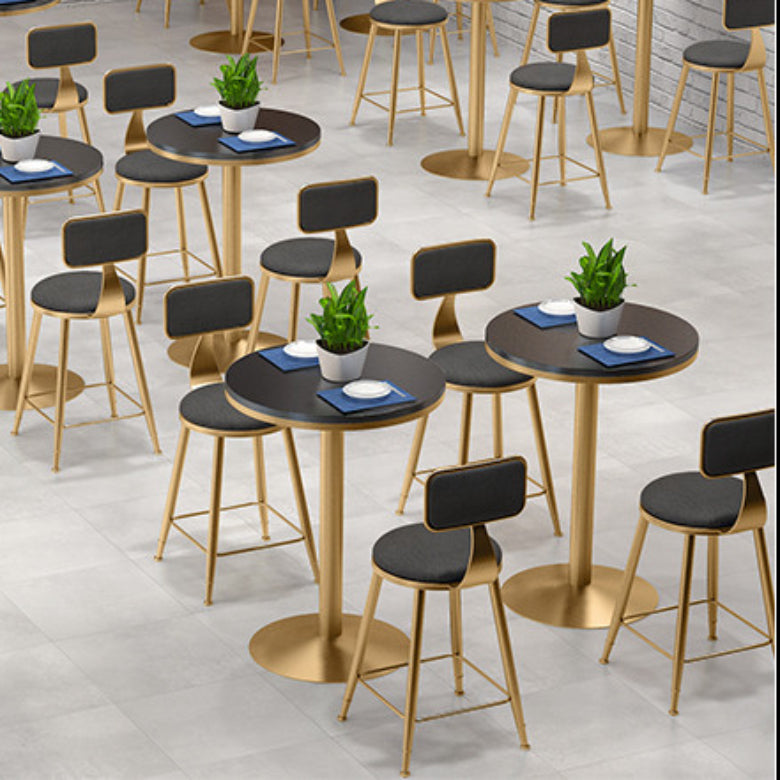 Upholstered Dining Chairs Round Armless Chairs with Metal Base