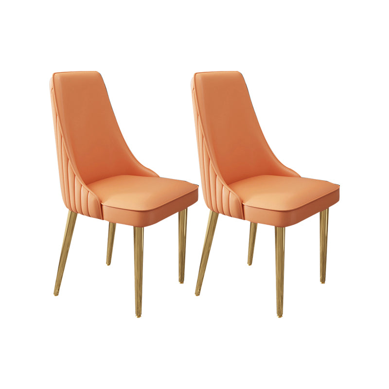 Glam Style Side Chair Leather Parsons Back Dining Chair for Home