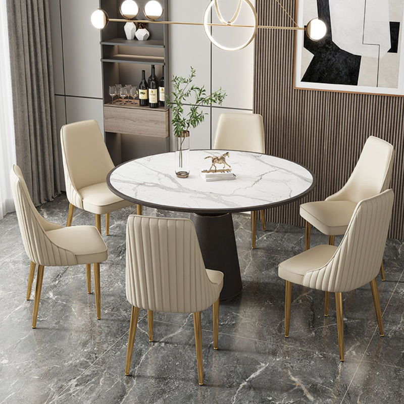 Glam Style Side Chair Leather Parsons Back Dining Chair for Home