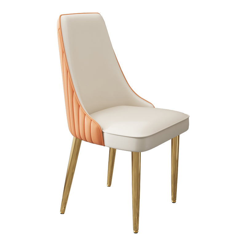 Glam Style Side Chair Leather Parsons Back Dining Chair for Home