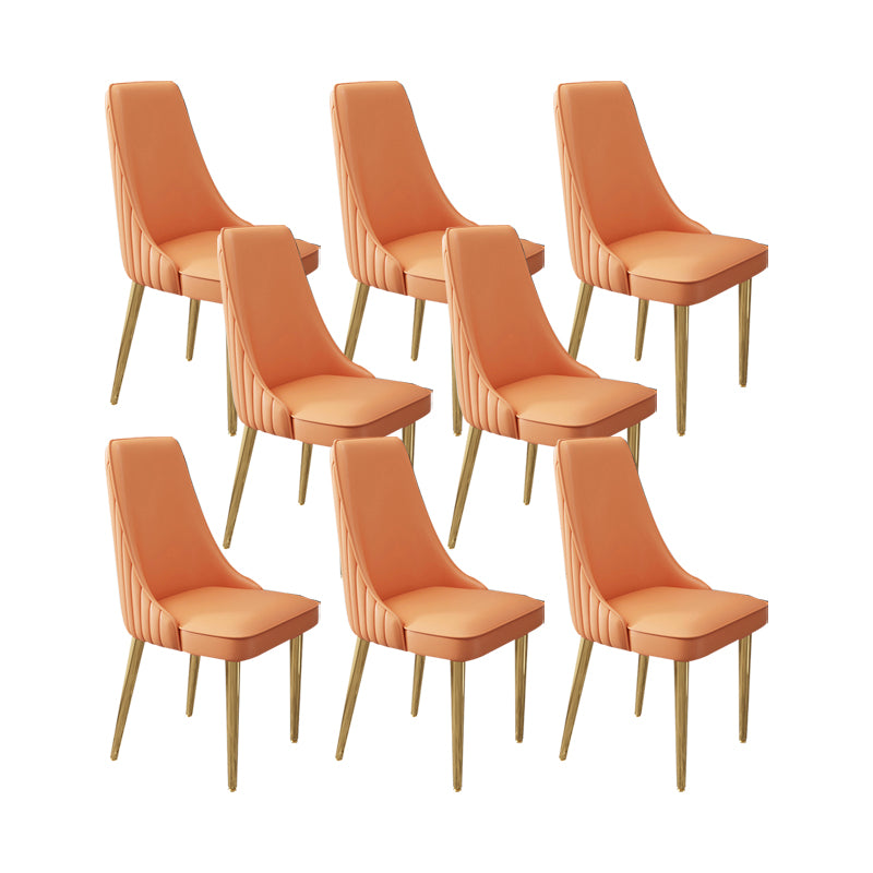 Glam Style Side Chair Leather Parsons Back Dining Chair for Home