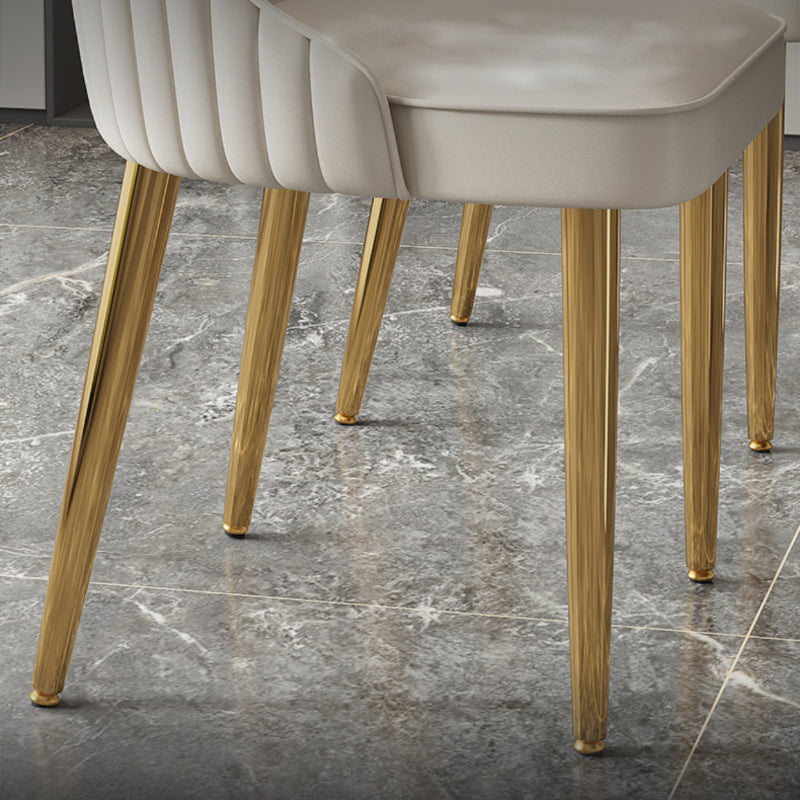 Glam Style Side Chair Leather Parsons Back Dining Chair for Home