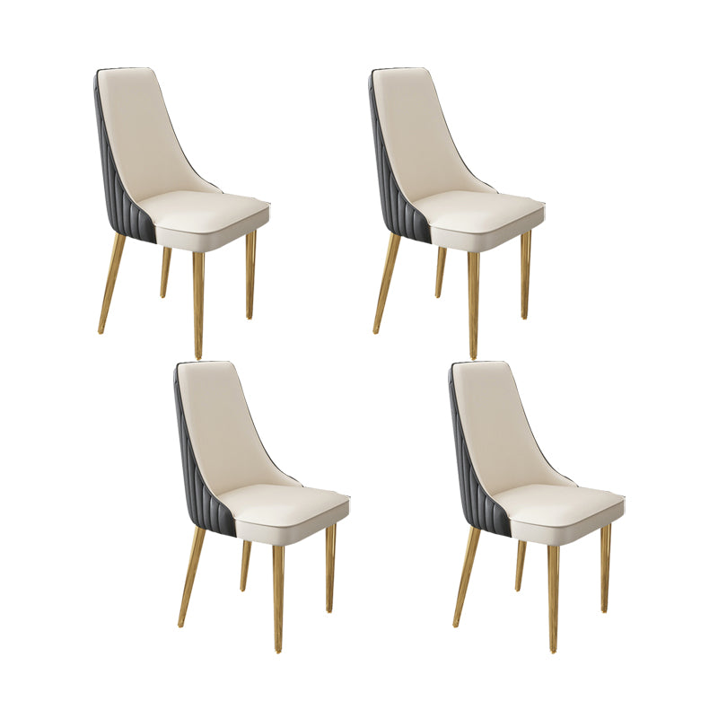 Glam Style Side Chair Leather Parsons Back Dining Chair for Home