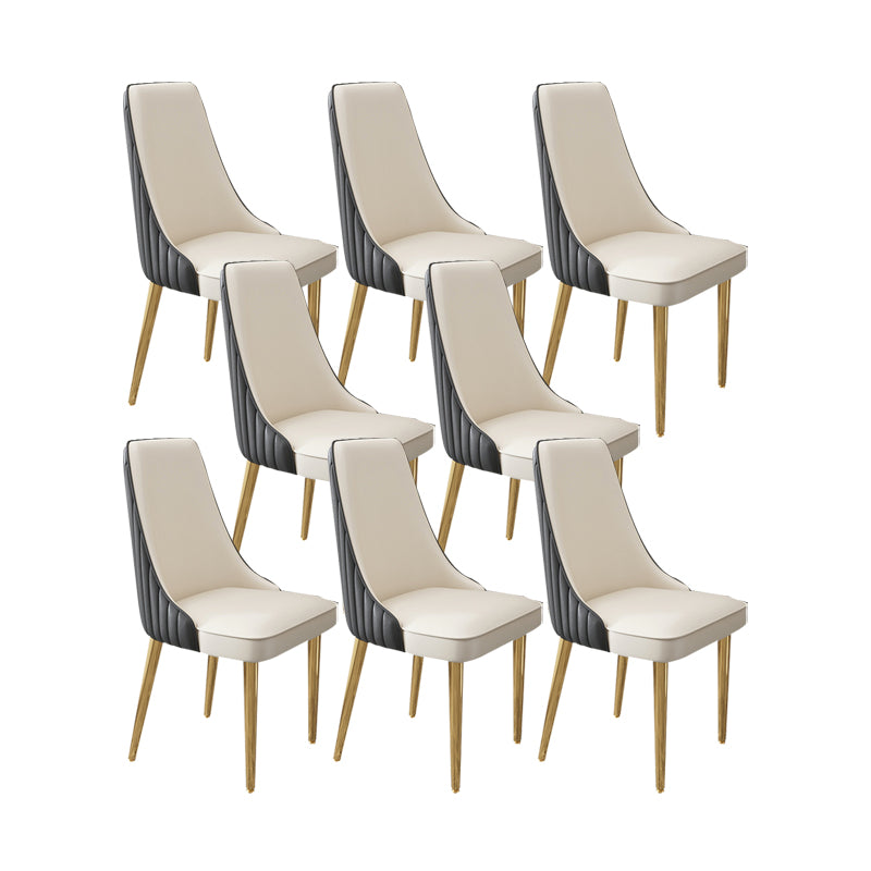 Glam Style Side Chair Leather Parsons Back Dining Chair for Home