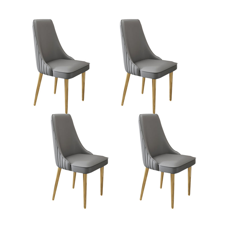 Glam Style Side Chair Leather Parsons Back Dining Chair for Home