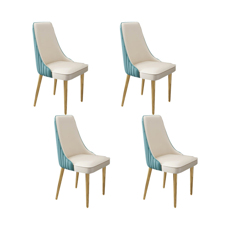 Glam Style Side Chair Leather Parsons Back Dining Chair for Home