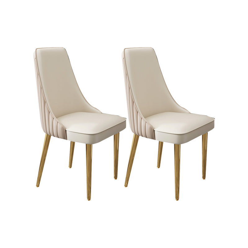 Glam Style Side Chair Leather Parsons Back Dining Chair for Home