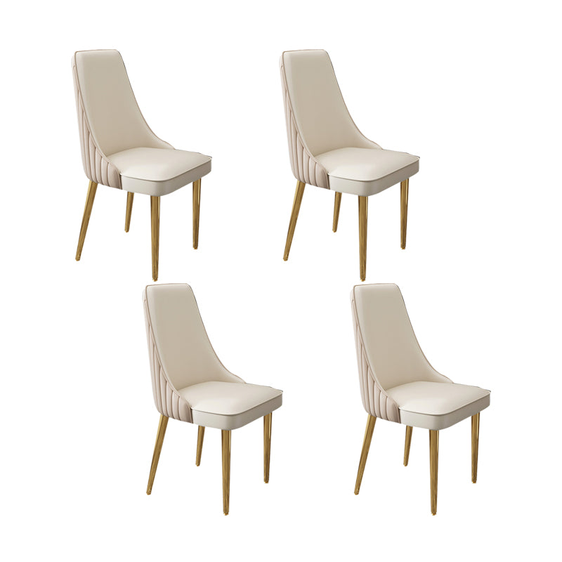 Glam Style Side Chair Leather Parsons Back Dining Chair for Home