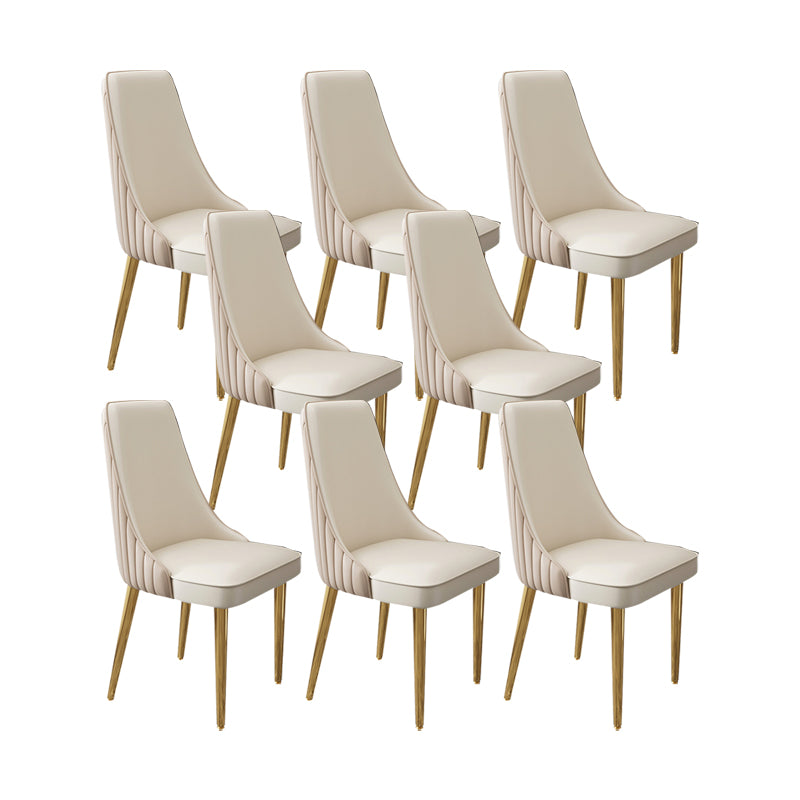 Glam Style Side Chair Leather Parsons Back Dining Chair for Home