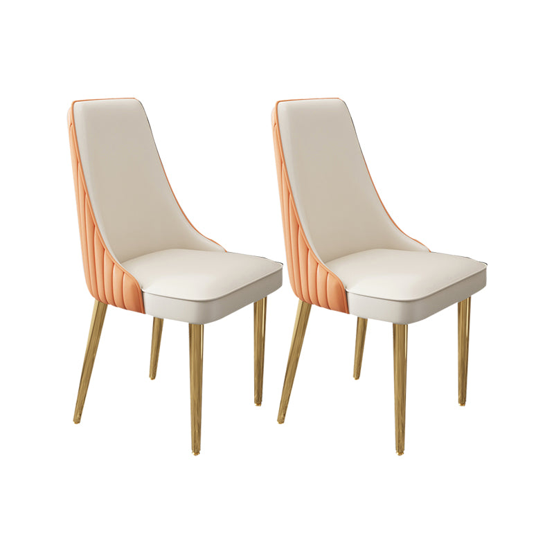 Glam Style Side Chair Leather Parsons Back Dining Chair for Home