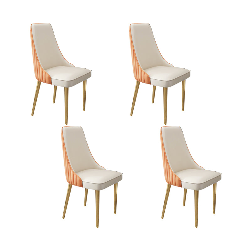 Glam Style Side Chair Leather Parsons Back Dining Chair for Home