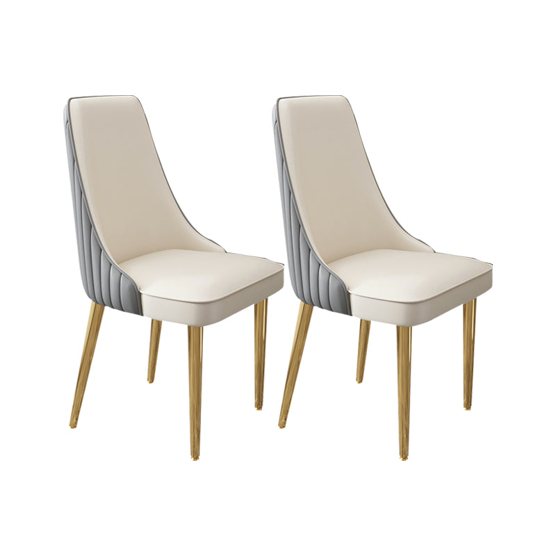 Glam Style Side Chair Leather Parsons Back Dining Chair for Home