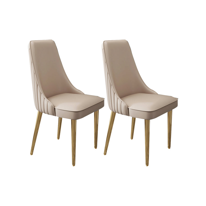 Glam Style Side Chair Leather Parsons Back Dining Chair for Home