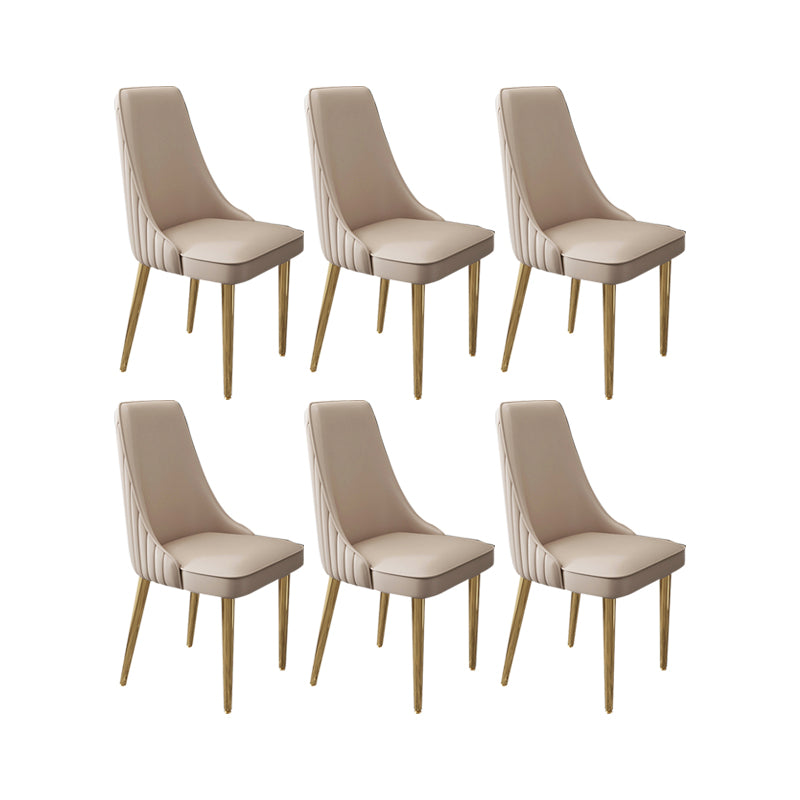 Glam Style Side Chair Leather Parsons Back Dining Chair for Home