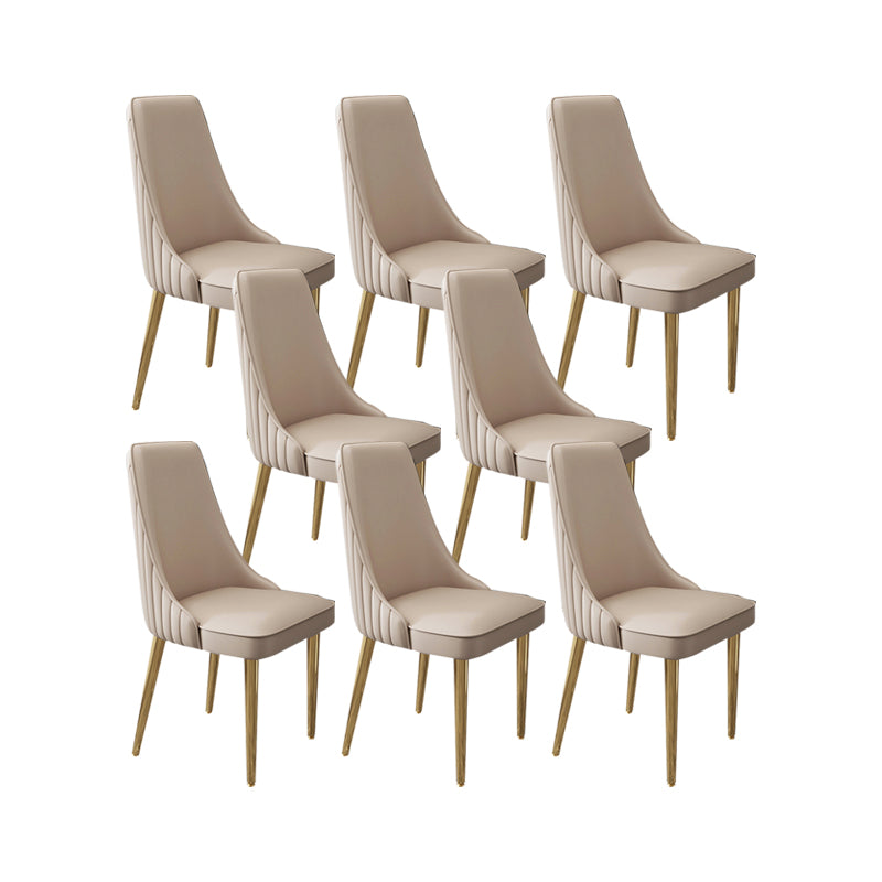 Glam Style Side Chair Leather Parsons Back Dining Chair for Home