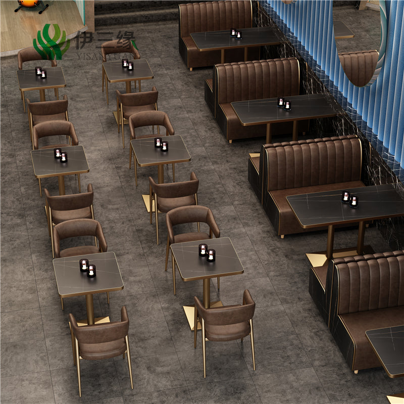 Industrial Faux Leather Chairs Upholstered Arm Chairs with Metal Base