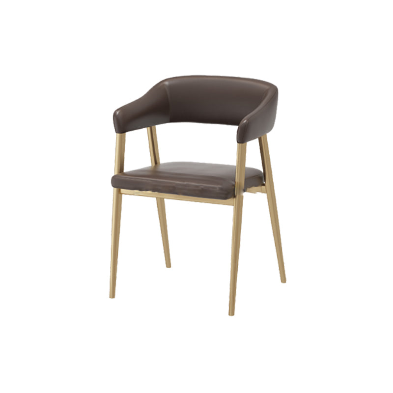 Faux Leather Kitchen Dining Chairs Upholstered Arm Chairs with Metal Base