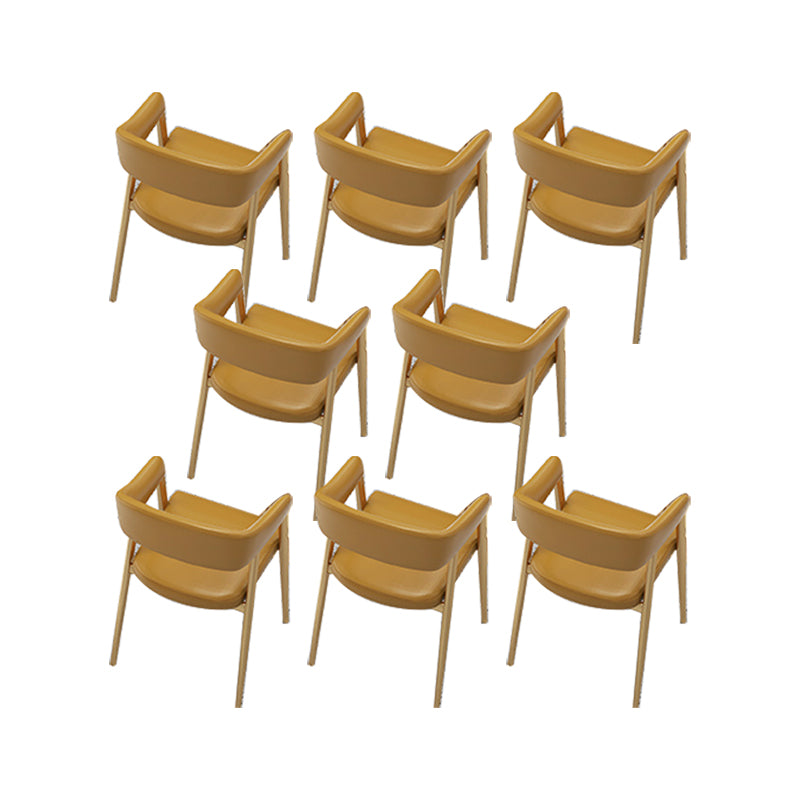 Faux Leather Kitchen Dining Chairs Upholstered Arm Chairs with Metal Base