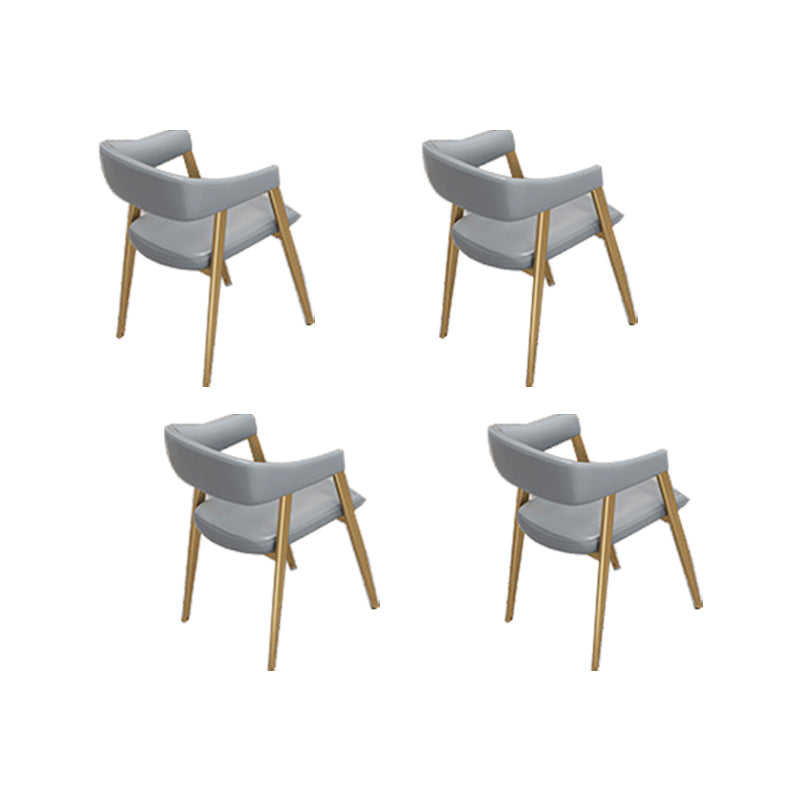 Faux Leather Kitchen Dining Chairs Upholstered Arm Chairs with Metal Base