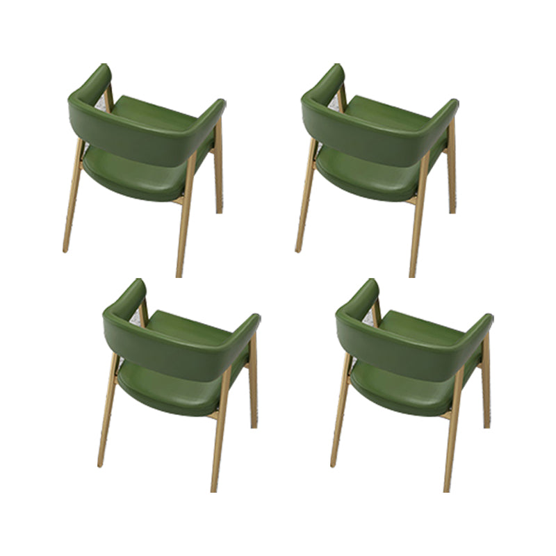 Faux Leather Kitchen Dining Chairs Upholstered Arm Chairs with Metal Base