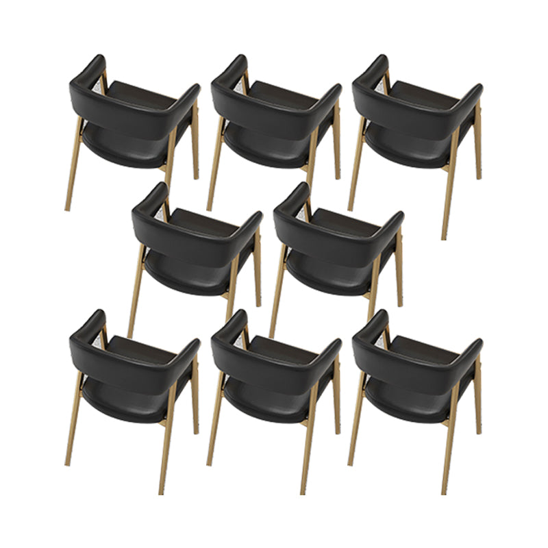 Faux Leather Kitchen Dining Chairs Upholstered Arm Chairs with Metal Base