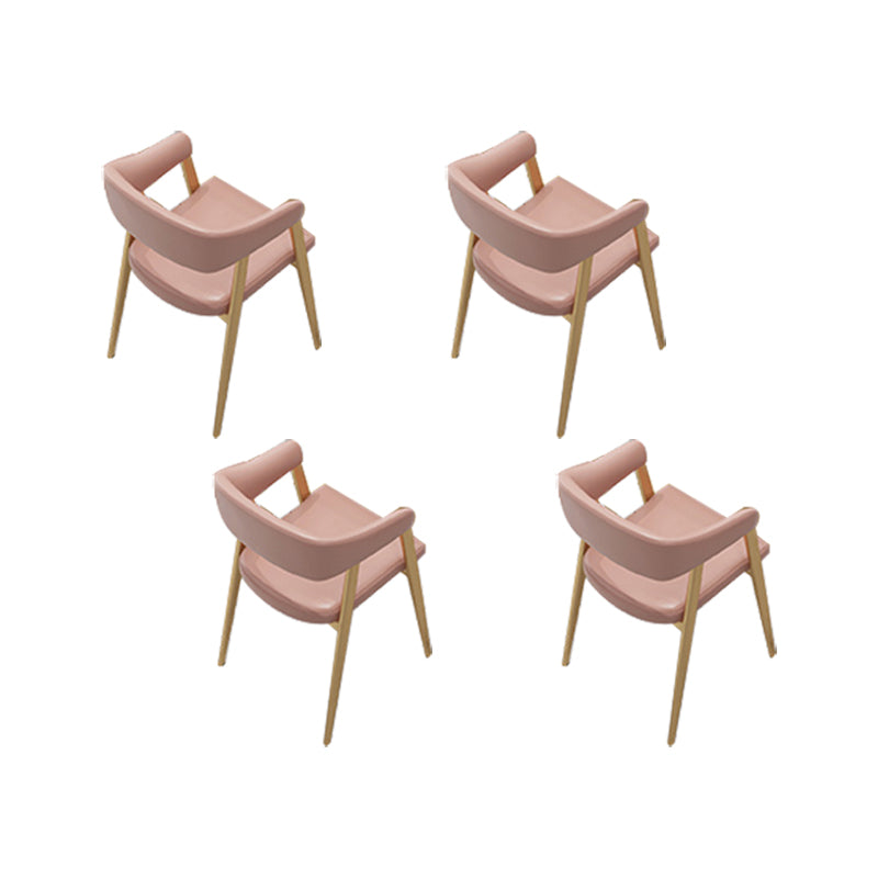 Faux Leather Kitchen Dining Chairs Upholstered Arm Chairs with Metal Base