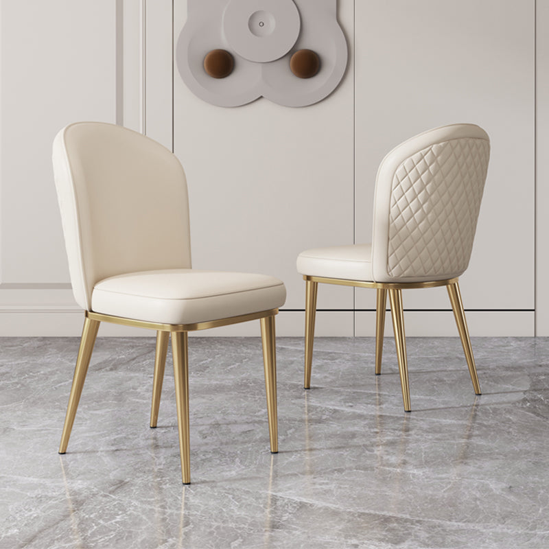 Glam Style Side Chair Leather Gold Frame Dining Chair for Home