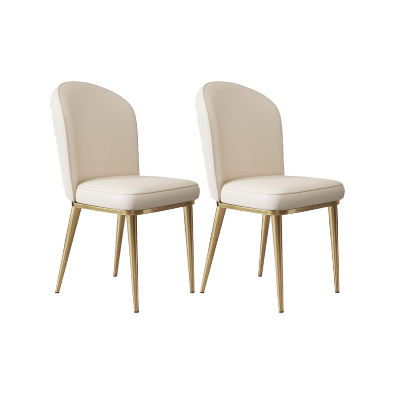 Glam Style Side Chair Leather Gold Frame Dining Chair for Home