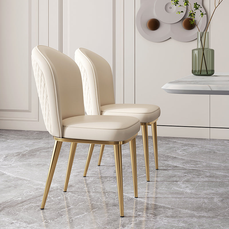 Glam Style Side Chair Leather Gold Frame Dining Chair for Home