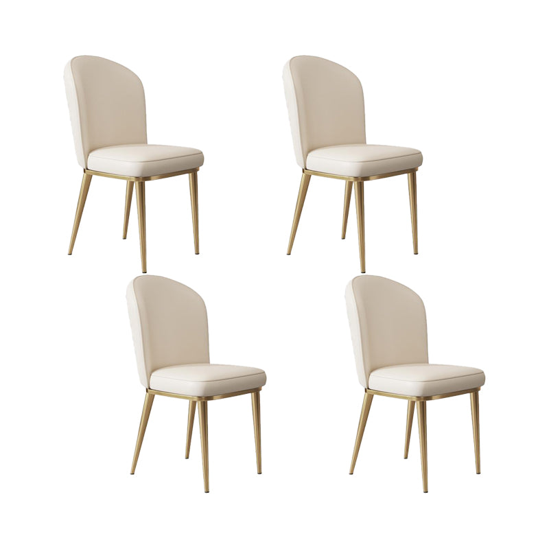 Glam Style Side Chair Leather Gold Frame Dining Chair for Home