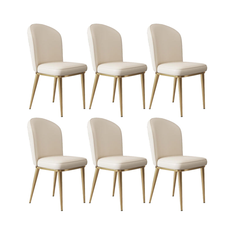 Glam Style Side Chair Leather Gold Frame Dining Chair for Home