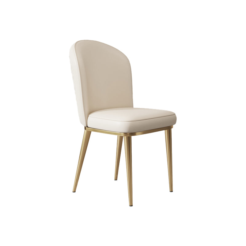 Glam Style Side Chair Leather Gold Frame Dining Chair for Home