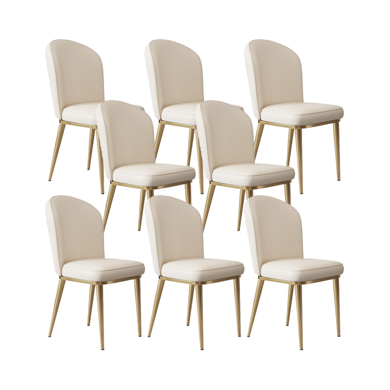 Glam Style Side Chair Leather Gold Frame Dining Chair for Home