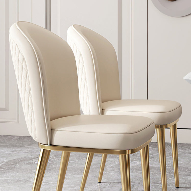 Glam Style Side Chair Leather Gold Frame Dining Chair for Home
