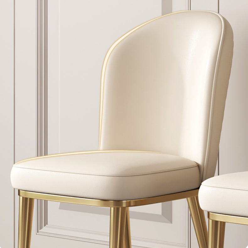 Glam Style Side Chair Leather Gold Frame Dining Chair for Home