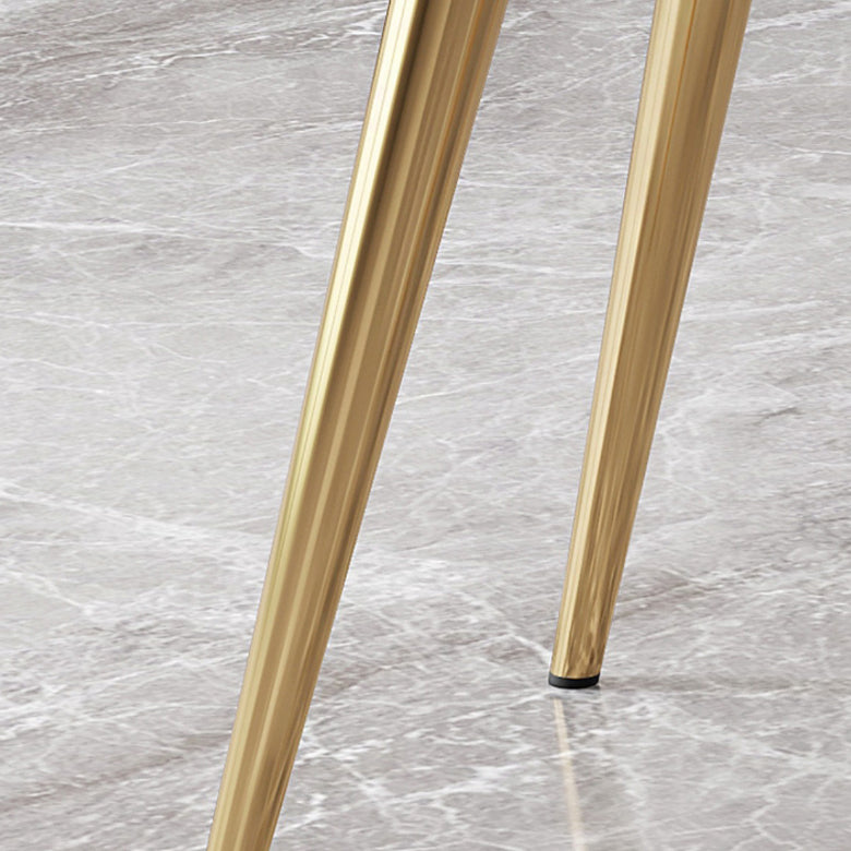 Glam Style Side Chair Leather Gold Frame Dining Chair for Home