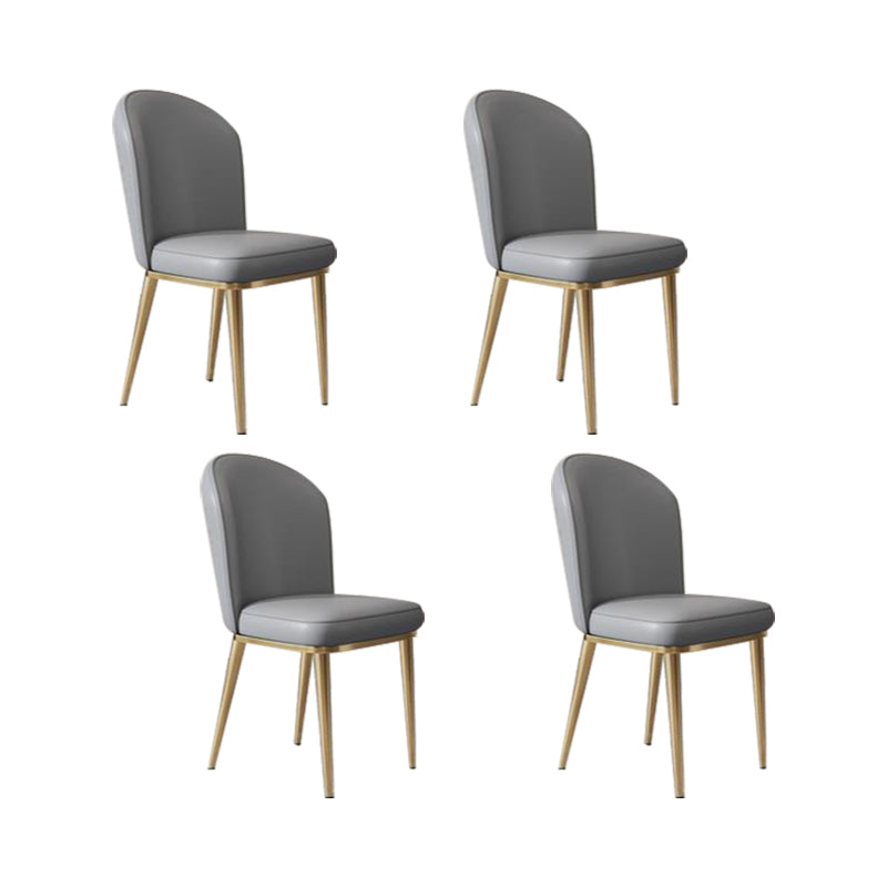 Glam Style Side Chair Leather Gold Frame Dining Chair for Home